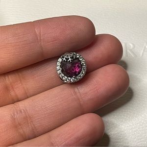 Sterling Silver Pinkish Red Snowflake Pandora Charm with Rhinestones